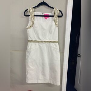 Lilly Pulitzer White Dress with Gold Accents
